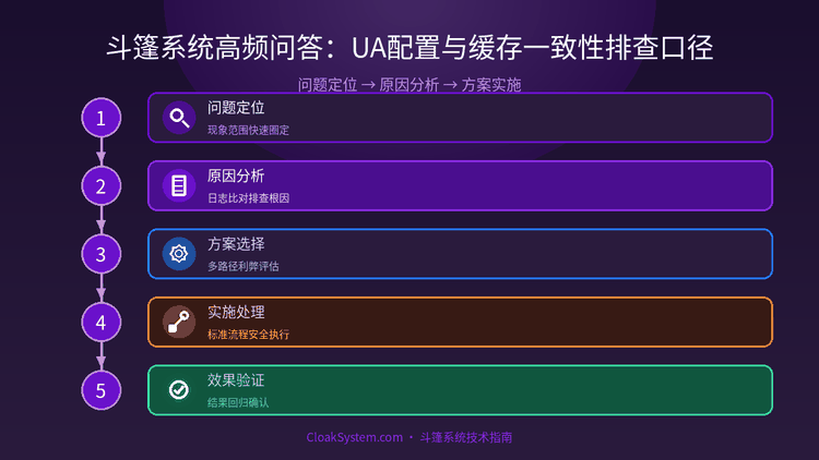 斗篷系统高频问答：UA配置与缓存一致性排查口径 — 流程架构示意图（CloakSystem 技术指南）