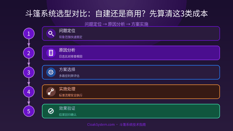 斗篷系统选型对比：自建还是商用？先算清这3类成本 — 流程架构示意图（CloakSystem 技术指南）