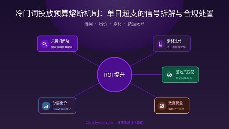 冷门词投放预算熔断机制：单日超支的信号拆解与合规处置 — 流程架构示意图（CloakSystem 技术指南）