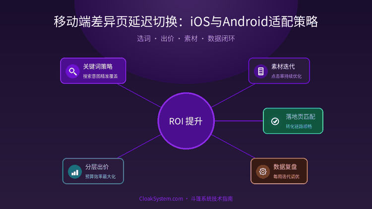 移动端差异页延迟切换：iOS与Android适配策略 — 流程架构示意图（CloakSystem 技术指南）