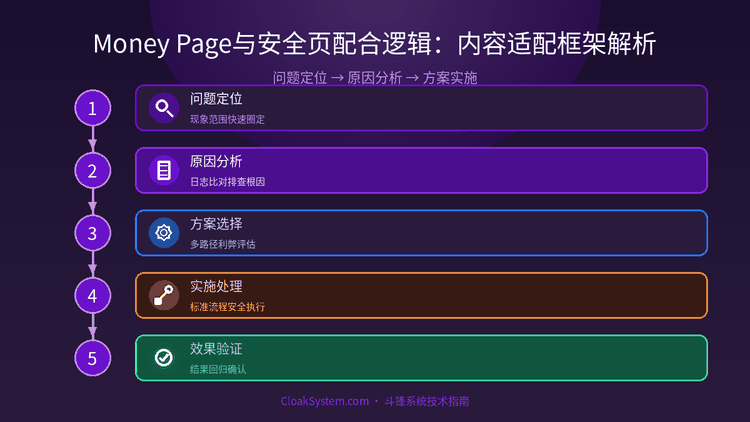 Money Page与安全页配合逻辑：内容适配框架解析 — 流程架构示意图（CloakSystem 技术指南）