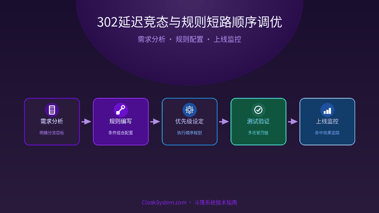 302延迟竞态与规则短路顺序调优 — 流程架构示意图（CloakSystem 技术指南）