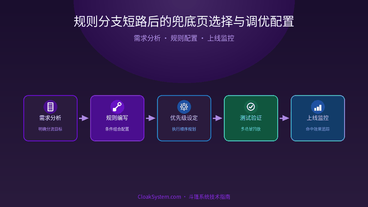 规则分支短路后的兜底页选择与调优配置 — 流程架构示意图（CloakSystem 技术指南）