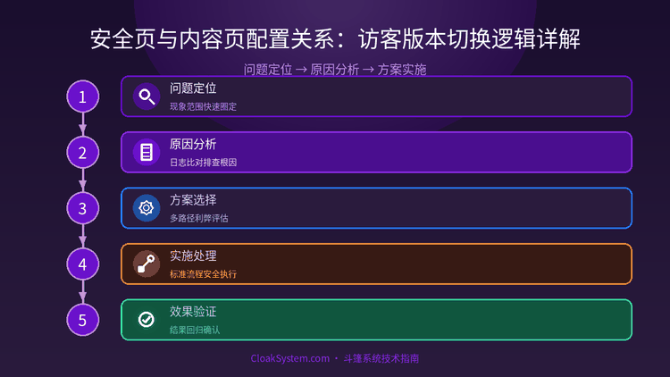 安全页与内容页配置关系：访客版本切换逻辑详解 — 流程架构示意图（CloakSystem 技术指南）